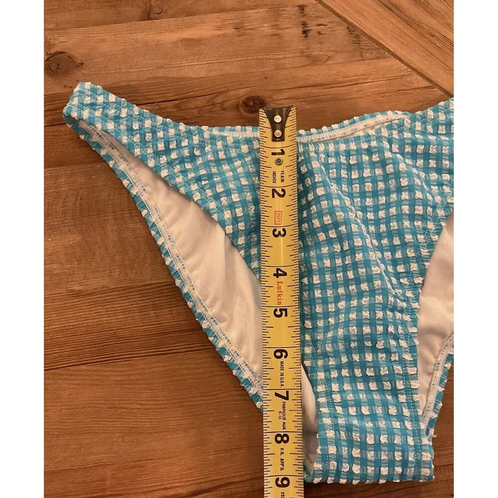 Lilly Pulitzer Pico High Cut Bikini Bottom Plaid Blue Size 4 Turquoise NWT‎ $78